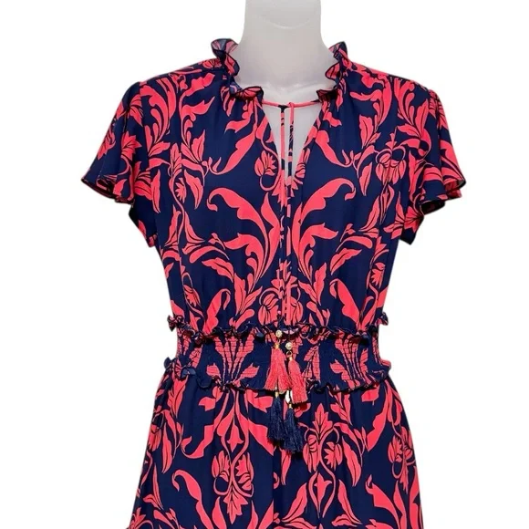 NWT Chico's Scrolls Smock Waist Tiered Maxi Dress - Picture 3 of 6